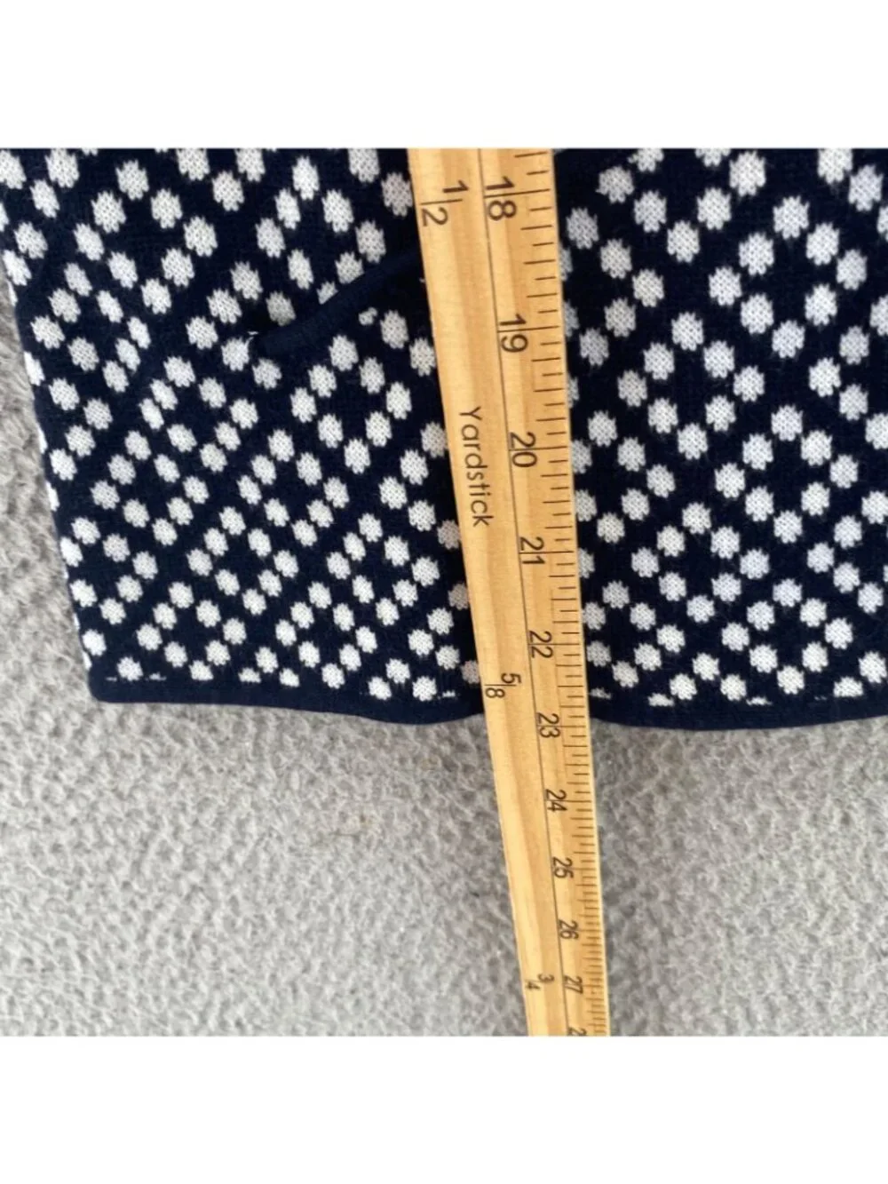 Talbots Blazer Women Extra Large VTG Navy Polka Dot Cotton Knit Cloverleaf Lapel